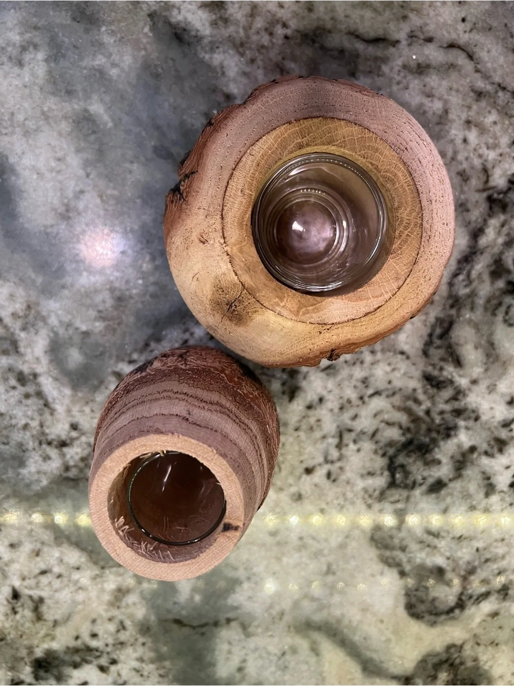 Magnolia Rustic Brown Wood Bark Vases - Set of 2
